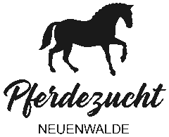 Logo mit Pferd, darunter in Schrift "Pferdezucht" und darunter "Neuenwalde".